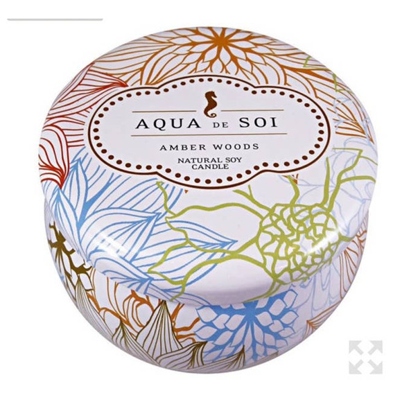 Set of 2 Soi Candles Aqua de Soi Amber Woods & Vanilla Sugar Decorative Tin NEW - Picture 2 of 8